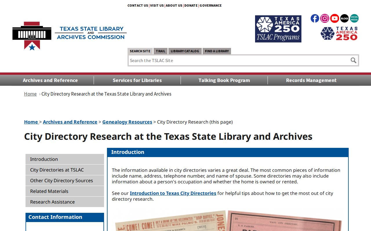 Hurst city directory research routes at the Texas State Library and Archives Commission