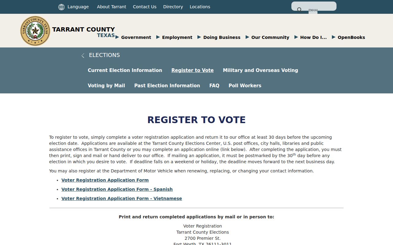 Hurst resident lookup Tarrant voter registration information