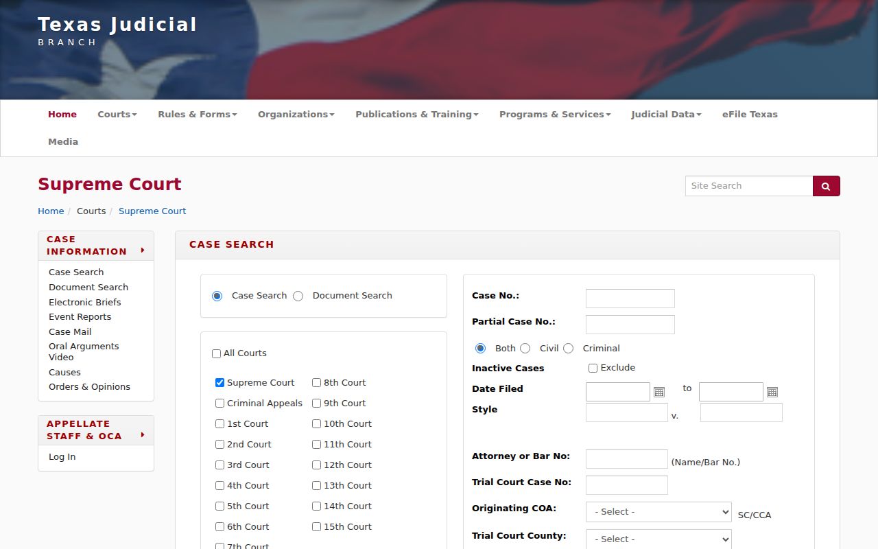 Hurst resident lookup Texas TAMES court search fields